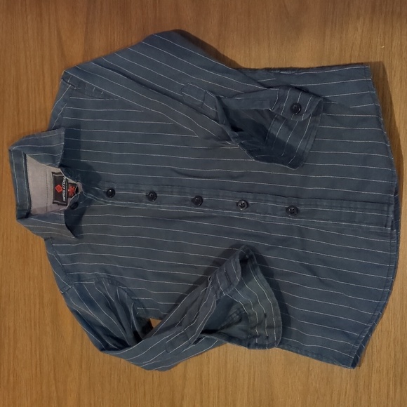 Black pinstripe button down shirt 3/4 sleeves size 4 - Picture 1 of 3